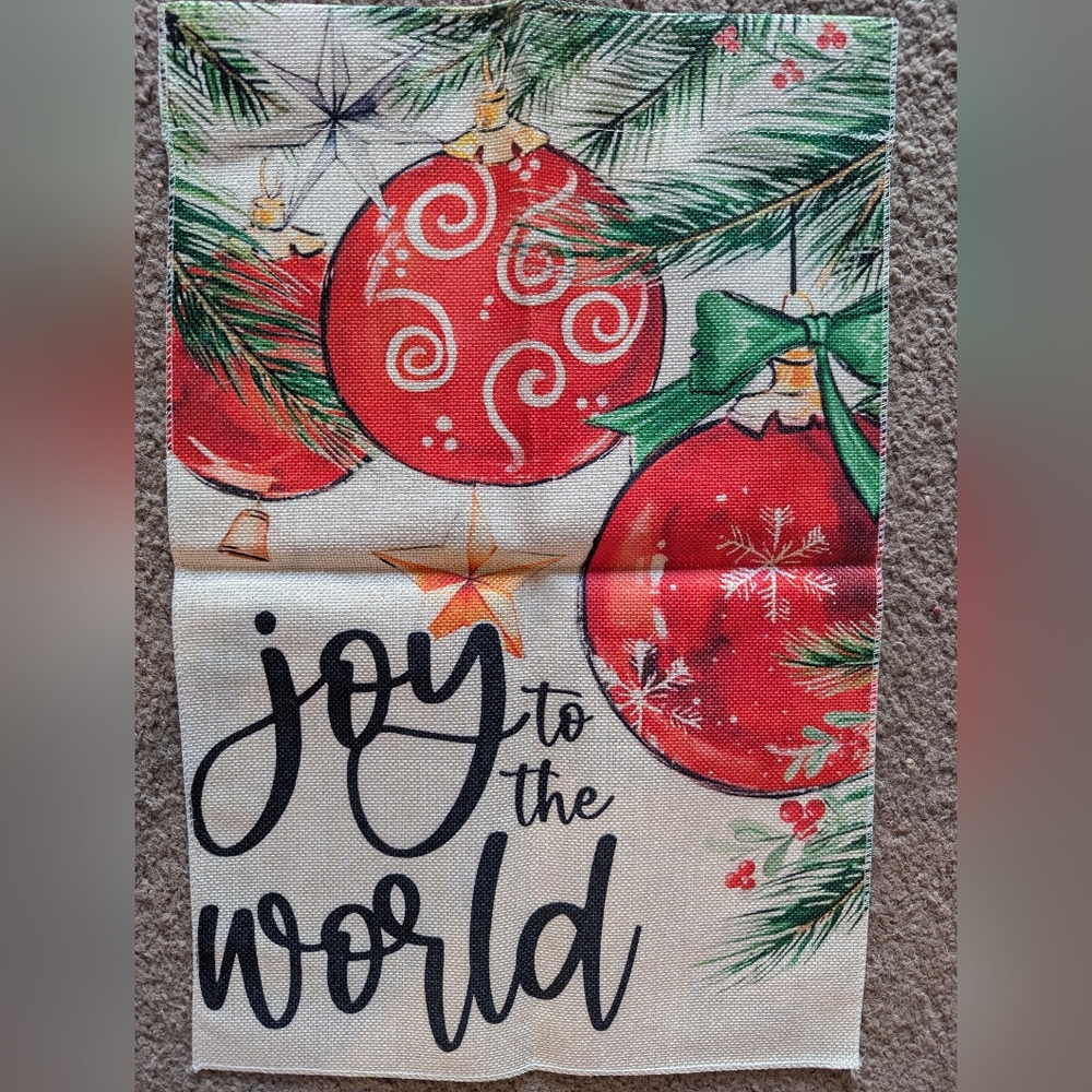 2/$12 "Joy to the World" Garden Patio Yard Flag 12 x18 - Picture 2 of 4